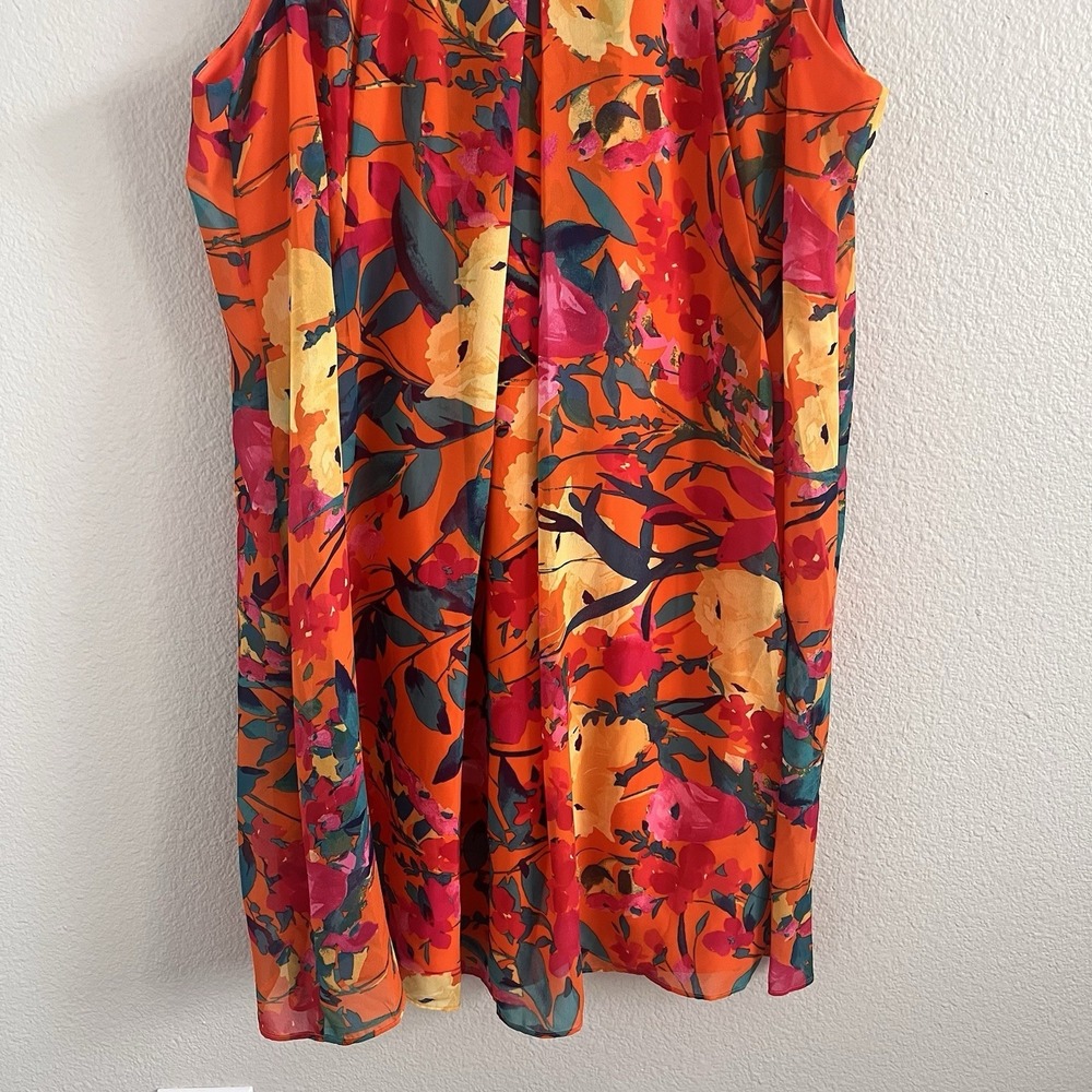 Robbie Bee 22W Swing Trapeze Dress Floral Tie Neck Resort Vacation Cruise Wear - Picture 3 of 7